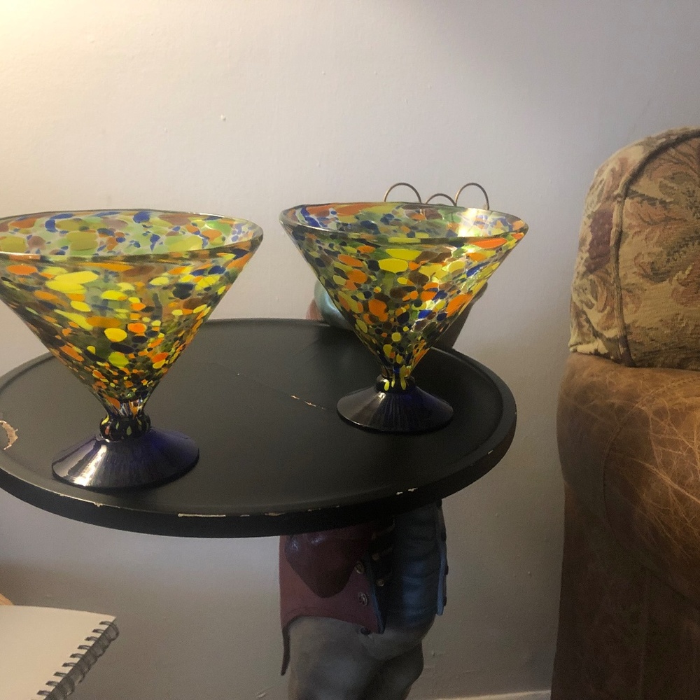 Hand blown oversized margarita glasses. Made in Mexico.